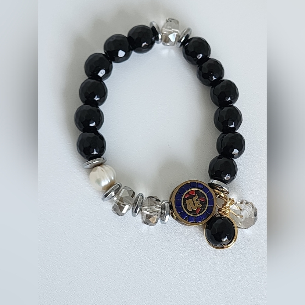 Black and Gold Beaded Bracelet